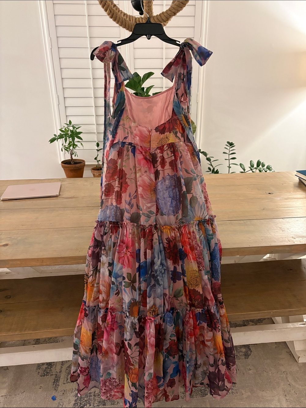 Francesca's Collections Pink Multi-Color Floral Tiered Maxi Dress - Picture 3 of 6
